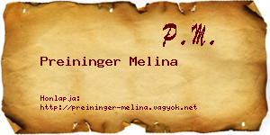 Preininger Melina névjegykártya